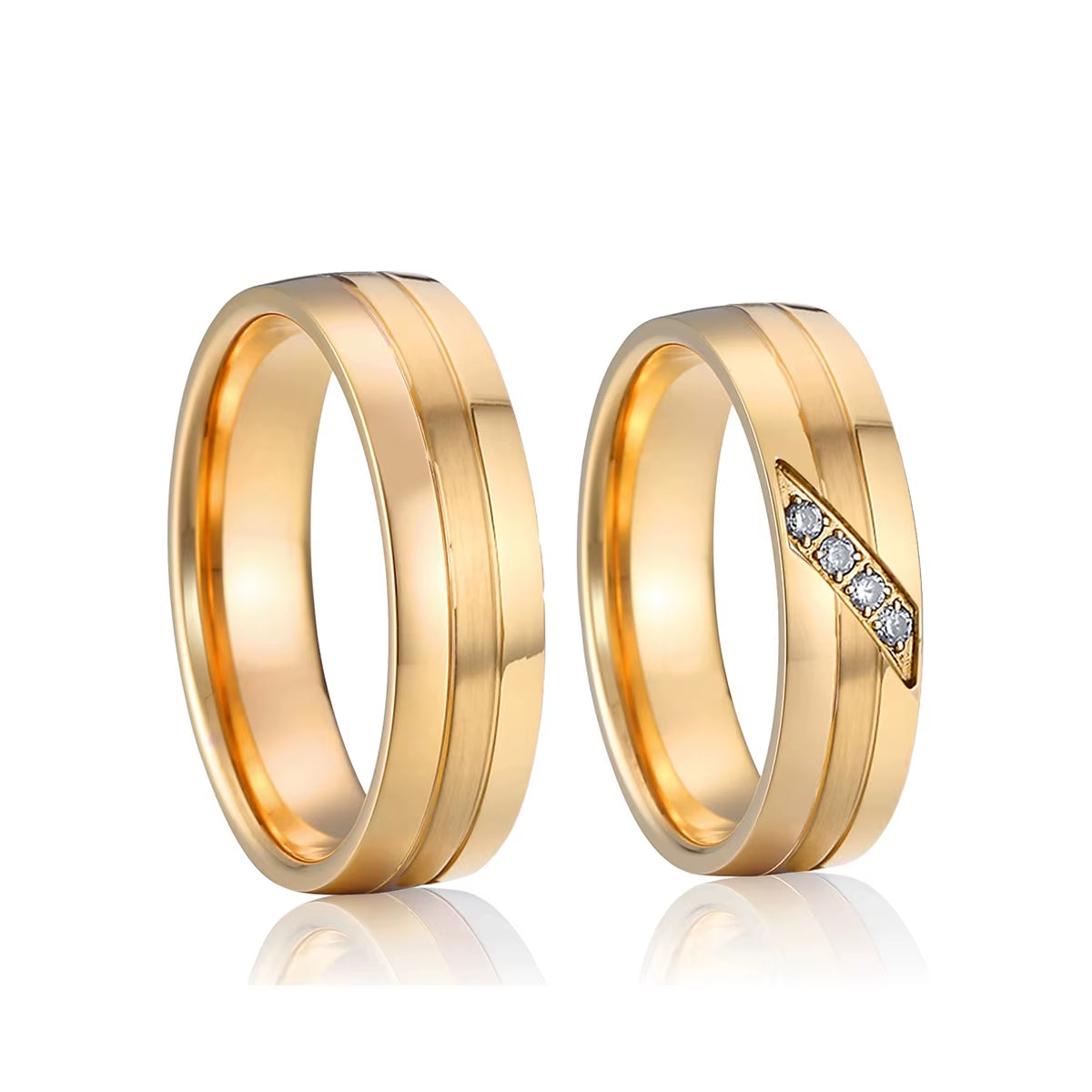 Fashion Western 24K Gold Plated Stainless Steel Jewelry Ring Marriage Couples Wedding Rings Men Women Alliance Dropshipping