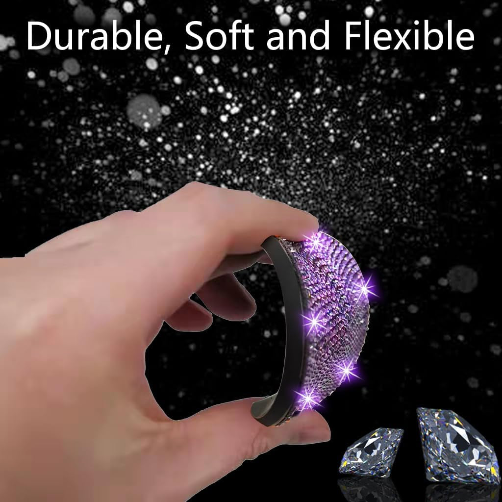 2Pcs Bling Car Cup Holder Coaster, 2.75 Inch Anti-Slip Shockproof Universal Car Coasters Insert Bling Crystal Rhinestone Automotive Interior Accessories for Women (2 Pcs, Purple Violet)