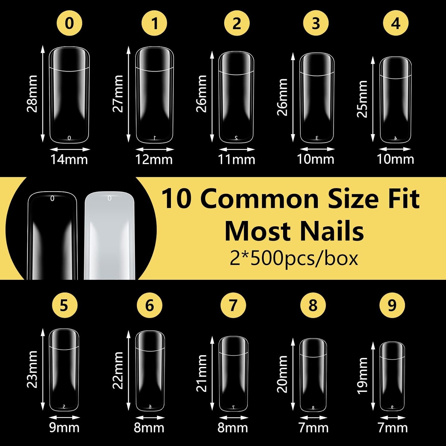 1000PCS Square Nail Tips for Acrylic Nails Professional, Fake Clear Natural Acrylic Short Square French Artificial False Tips Half Cover for Manicure Salon Home