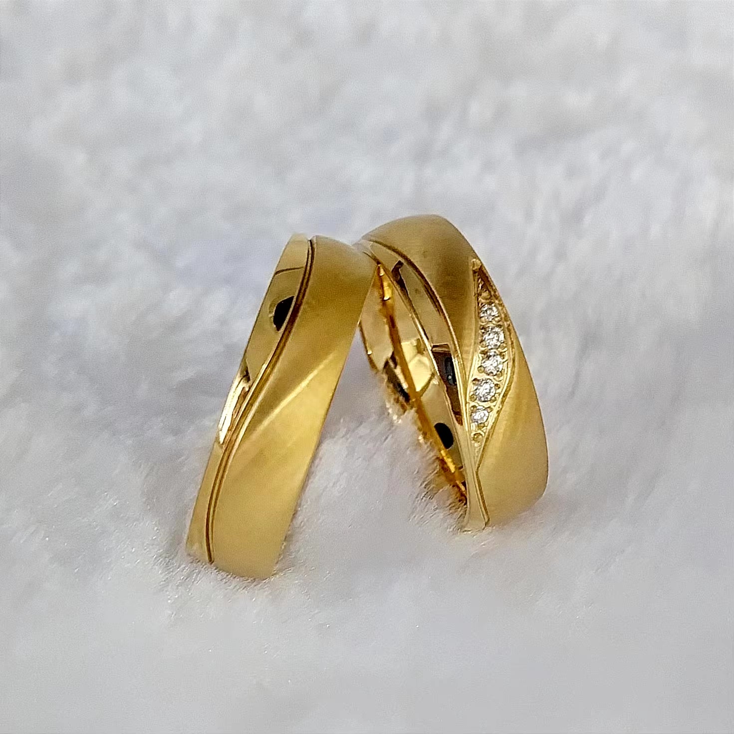 Fashion Western 24K Gold Plated Stainless Steel Jewelry Ring Marriage Couples Wedding Rings Men Women Alliance Dropshipping