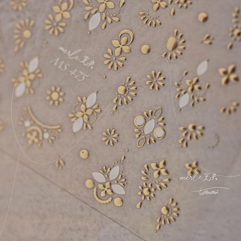 Gold Nail Art Stickers Golden Totem Decals 3D Bronzing Self-Adhesive Supplies Luxury Design Hollow Flower Nails Adhesive Sliders for Women Girls DIY Manicure Decorations