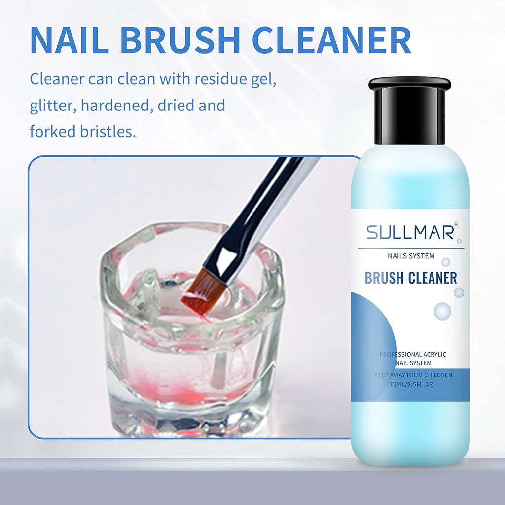 Nail Brush Cleaner for Acrylic Nails Nail Brush Cleaner for Acrylic Nail Brush Cleaner 2.5Fl.Oz Acrylic Painting Quickly Cleaning Nail Art Liner Salon at Home 75Ml