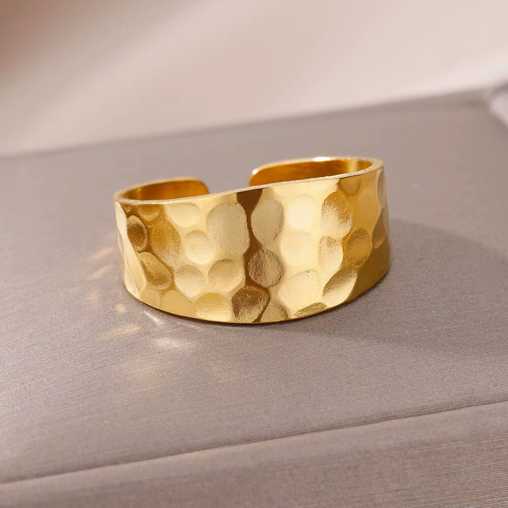 316L Stainless Steel Rings for Women Gold Color Never Fade Luxury Classic Rings Adjustable Rock Ring Aesthetic Jewelry Gift