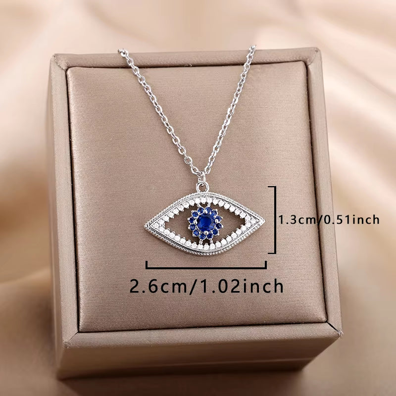 Turkish Evil Eye Pendant Necklace for Women Gold Color Stainless Steel Necklaces 2024 Trending Choker Lucky Aesthetic Jewelry