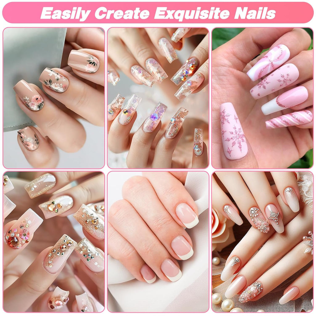 600PCS Clear Coffin Nail Tips Set - Clear Nail Tips for Acrylic Nails French Half Cover Fake Nail Tips Kit with Nail Glue, Nail Display Stand, Clipper, Cuticle Pusher Remover, Nail File and Buffer