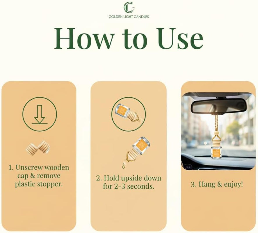 Car Air Freshener Hanging Diffuser 2 Pack – Pistachio & Salted Caramel Scent, 45+ Days Long Lasting Essential Oil Fresheners, Made in USA, Cute Car Diffuser for Women