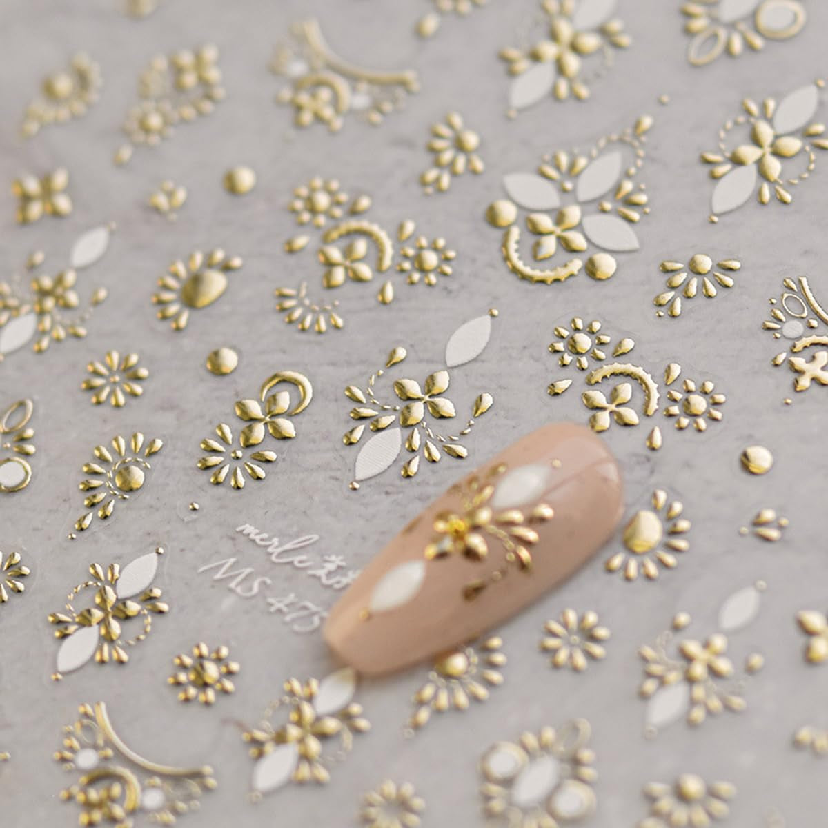 Gold Nail Art Stickers Golden Totem Decals 3D Bronzing Self-Adhesive Supplies Luxury Design Hollow Flower Nails Adhesive Sliders for Women Girls DIY Manicure Decorations