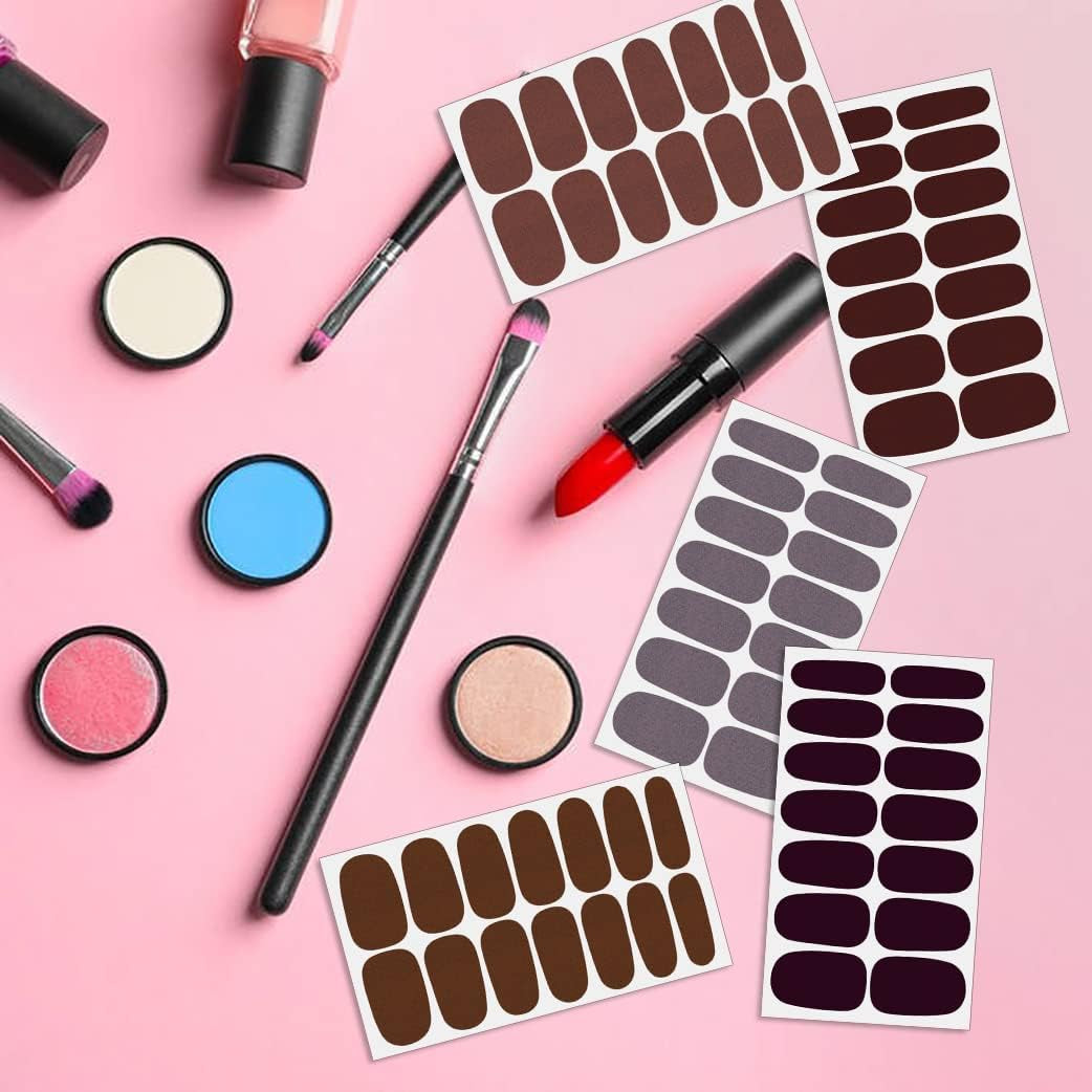 336 Pieces 24 Sheets Classic Retro Solid Color Nail Polish Strips Glitter Nail Wraps with Nail File Self-Adhesive Dark Nail Stickers Full Nail Wraps for Women Girls Nail Art