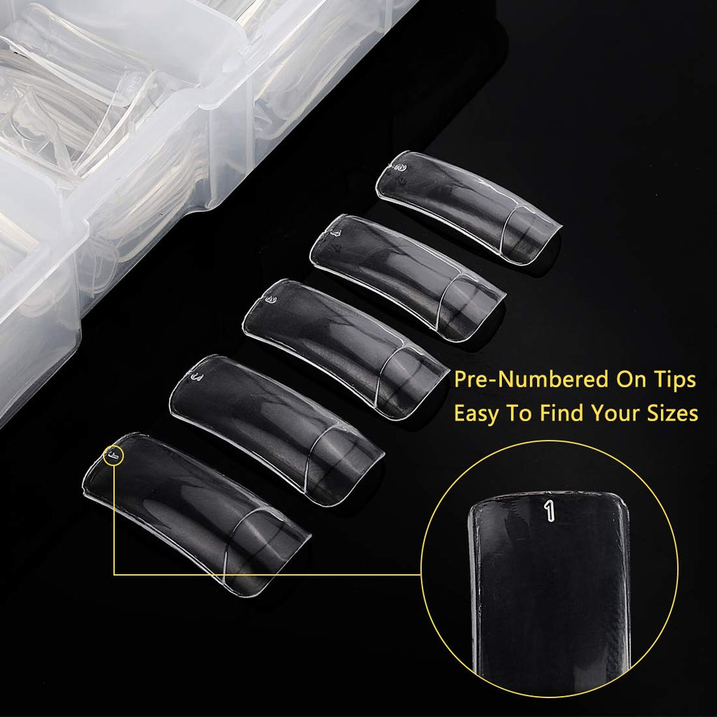 1000PCS Square Nail Tips for Acrylic Nails Professional, Fake Clear Natural Acrylic Short Square French Artificial False Tips Half Cover for Manicure Salon Home