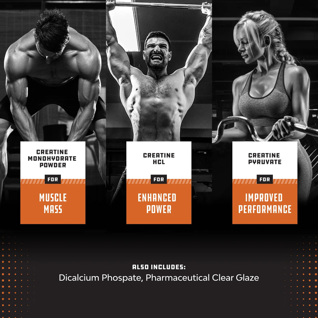 High Strength Tri-Phase Creatine, Muscle Mass Gain and Recovery Supplement, 120 Tablets