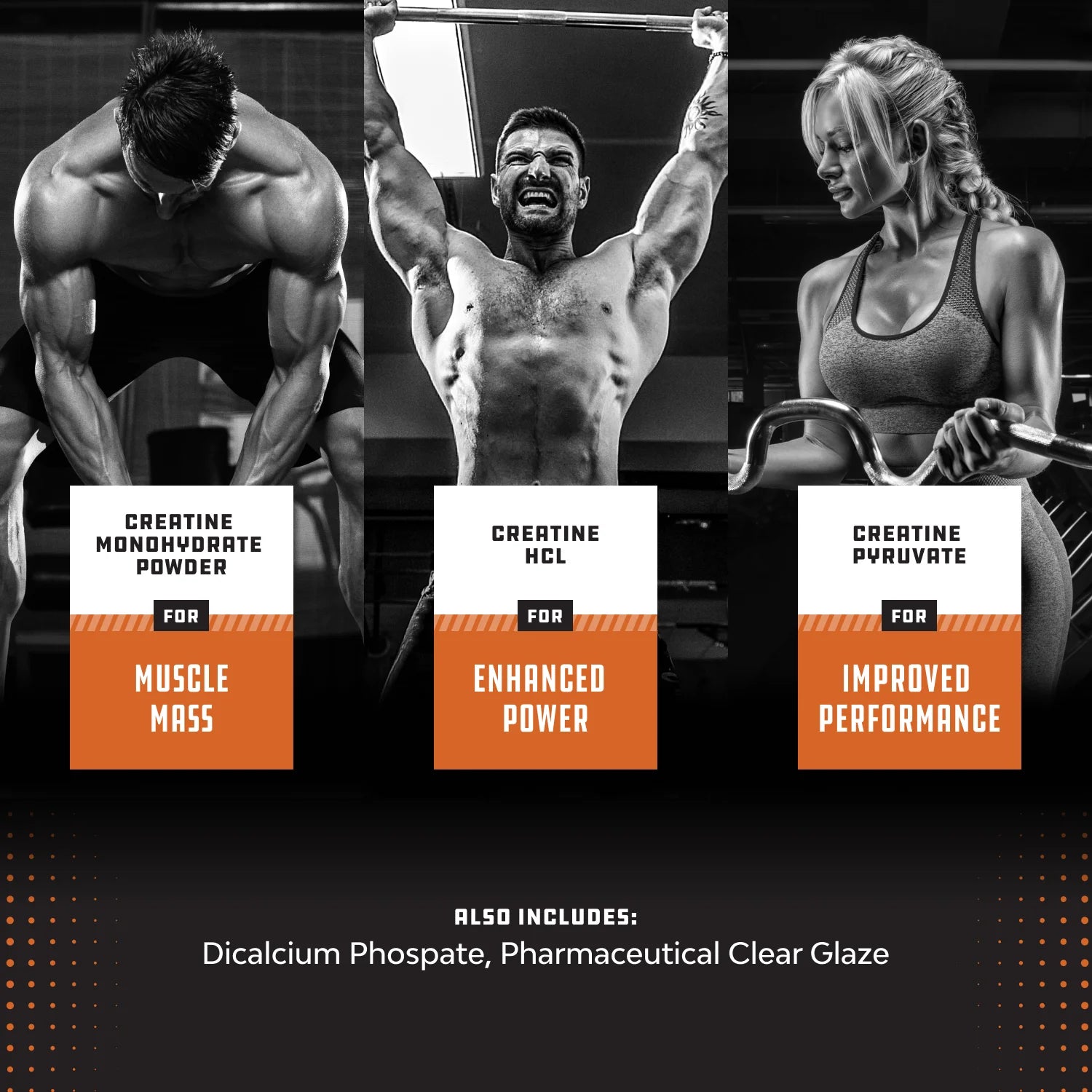 High Strength Tri-Phase Creatine, Muscle Mass Gain and Recovery Supplement, 120 Tablets