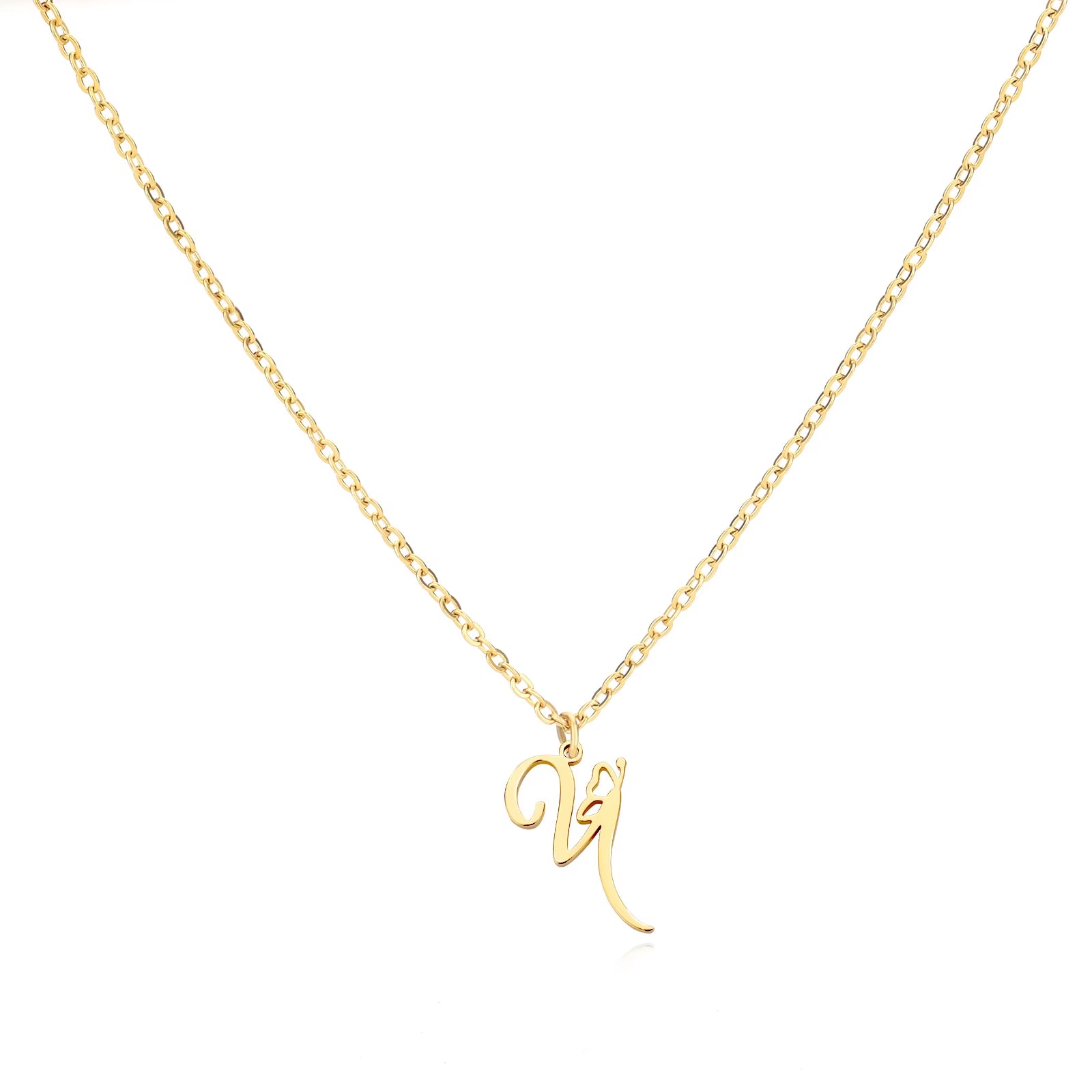 Tiny Initial Letter Necklace for Women Gold Color Stainless Steel Necklaces Name Alphabet Lucky Jewerly Vintage Accessories Gift