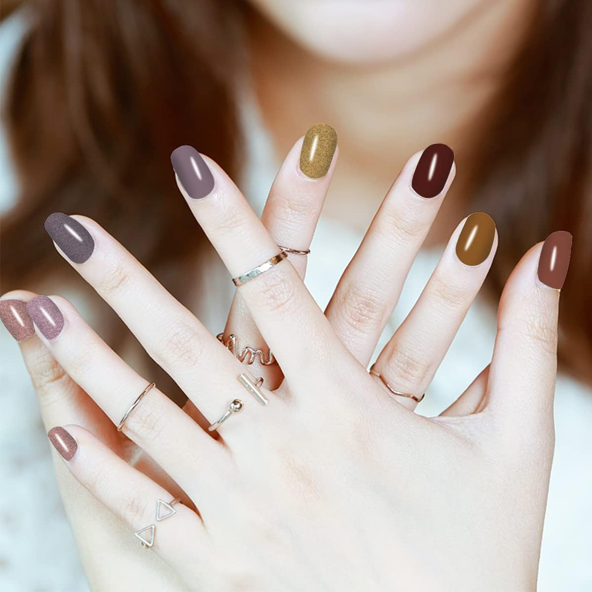 336 Pieces 24 Sheets Classic Retro Solid Color Nail Polish Strips Glitter Nail Wraps with Nail File Self-Adhesive Dark Nail Stickers Full Nail Wraps for Women Girls Nail Art