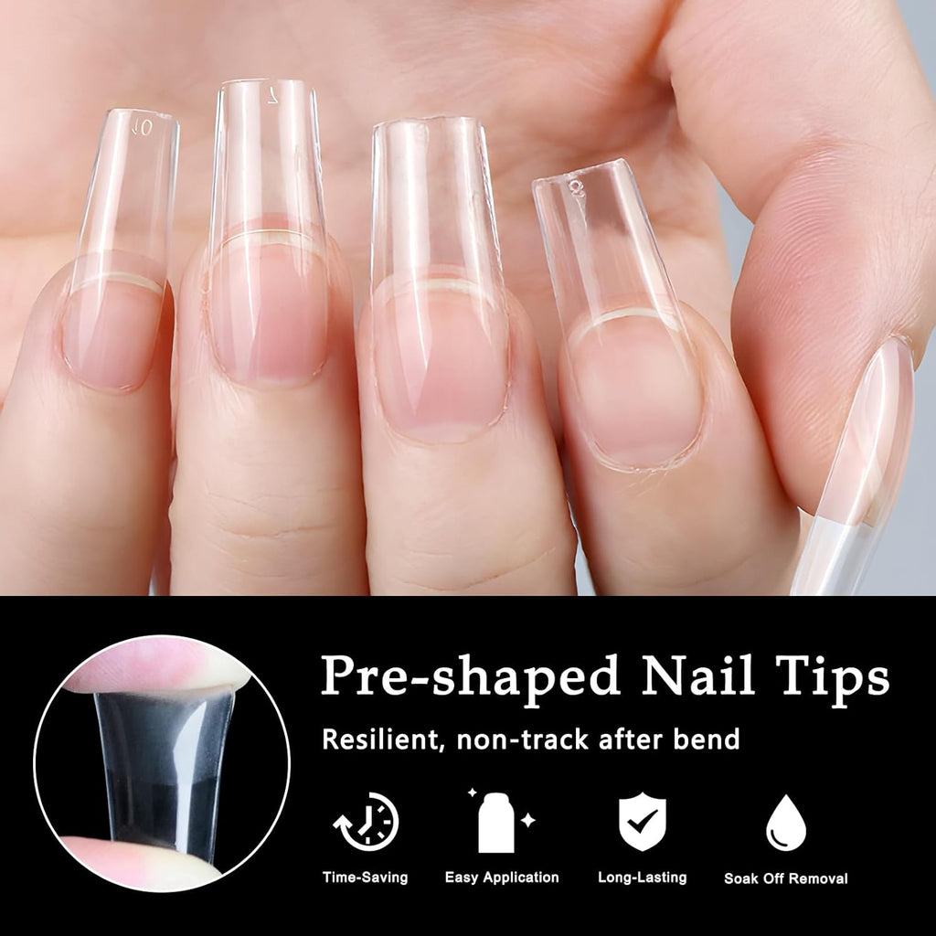 600Pcs Square Nail Tips, Medium Gel Nail Tips Square Clear Fake Nails Full Cover Acrylic Nails Tips for Nail Extensions Manicure Salon Home DIY