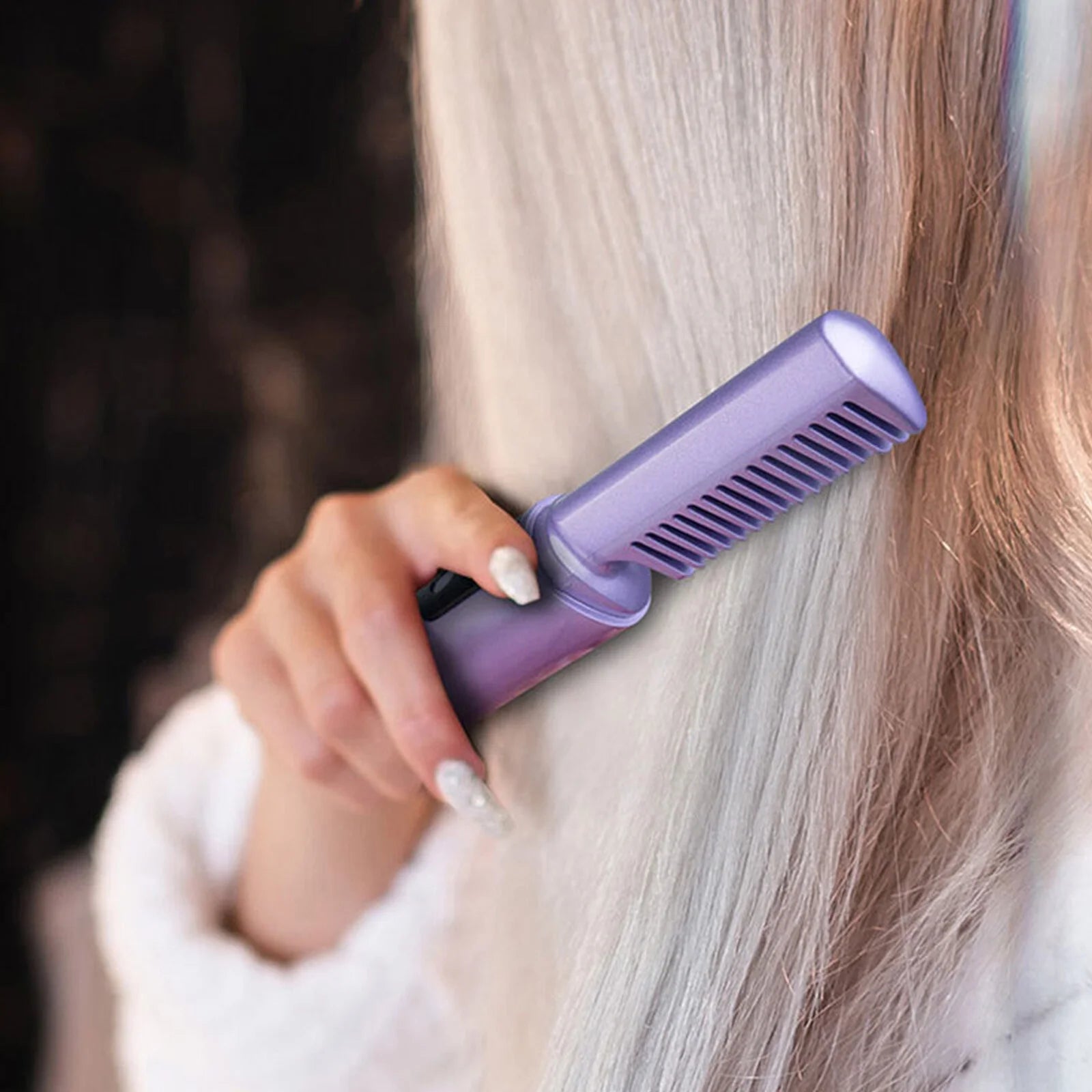 Rechargeable Mini Hair Straightener, Negative Ion Hot Comb Hair Straightener, Portable Cordless Hair Straightening Brush,A Quick Styling Brush