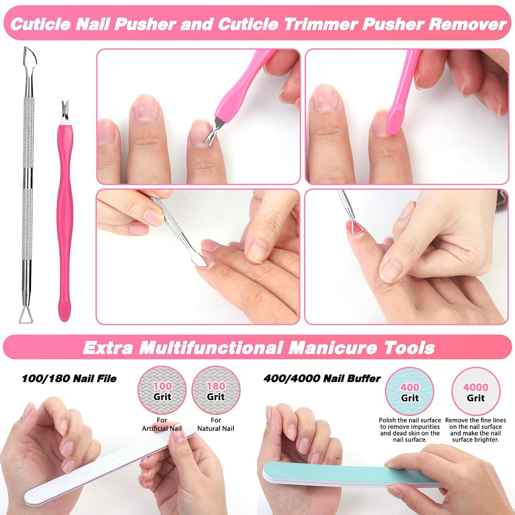 600PCS Clear Coffin Nail Tips Set - Clear Nail Tips for Acrylic Nails French Half Cover Fake Nail Tips Kit with Nail Glue, Nail Display Stand, Clipper, Cuticle Pusher Remover, Nail File and Buffer