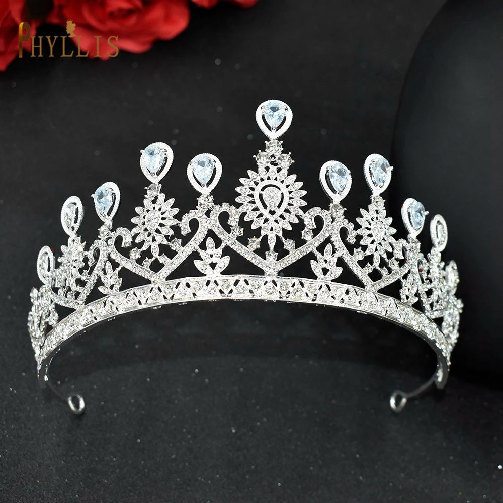A213 Zircon Wedding round Crown Luxury Diadem Headband Rhinestone Headpiece Bridal Headwear King Tiaras Princess Hair Jewerly