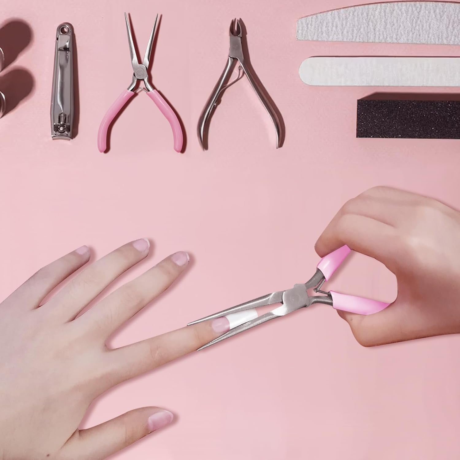 Acrylic UV Gel Tips Sculpture Tweezers Clip Nail Pincher Nipper Nail Form Kit Set, Stainless Steel Nail Shaping Tweezers C Curve Nail Art Tools for Manicure, Pedicure(Hj-Nat246)