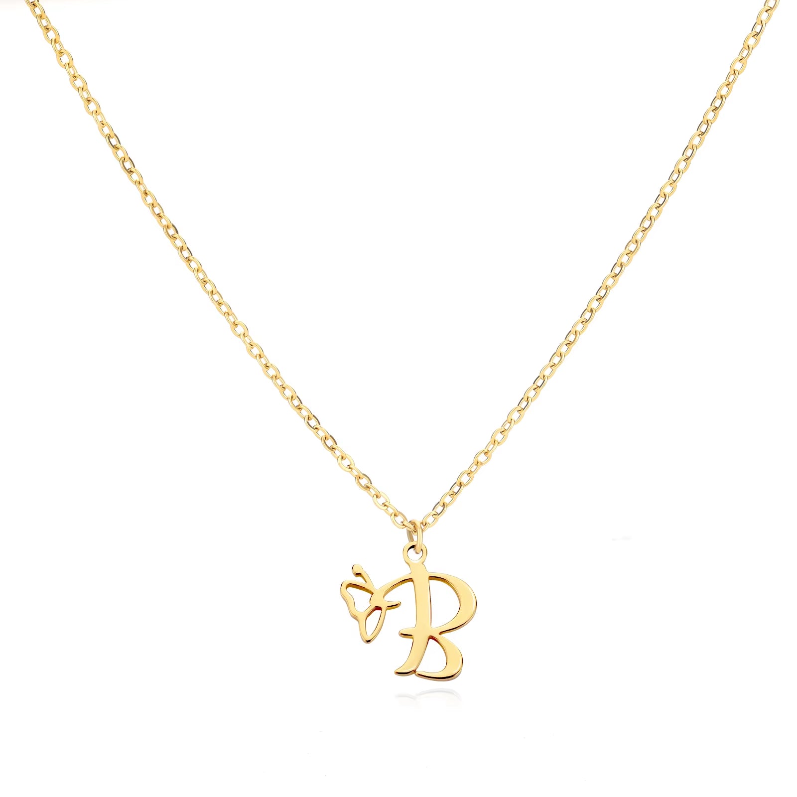 Tiny Initial Letter Necklace for Women Gold Color Stainless Steel Necklaces Name Alphabet Lucky Jewerly Vintage Accessories Gift