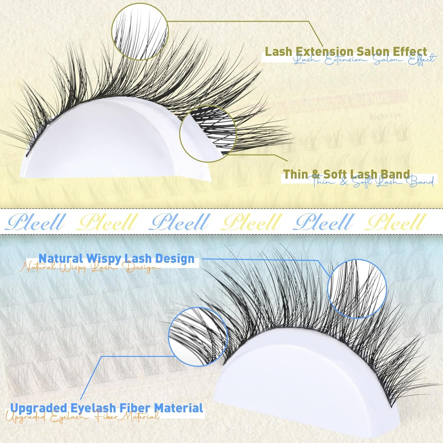 Wispy Lash Clusters Natural Eyelashes Cluster Eyelash Extensions Cat Eye176Pcs Individual Lashes Clusters C Curve Eyelash Clusters 10-16MM DIY Lash Extension by