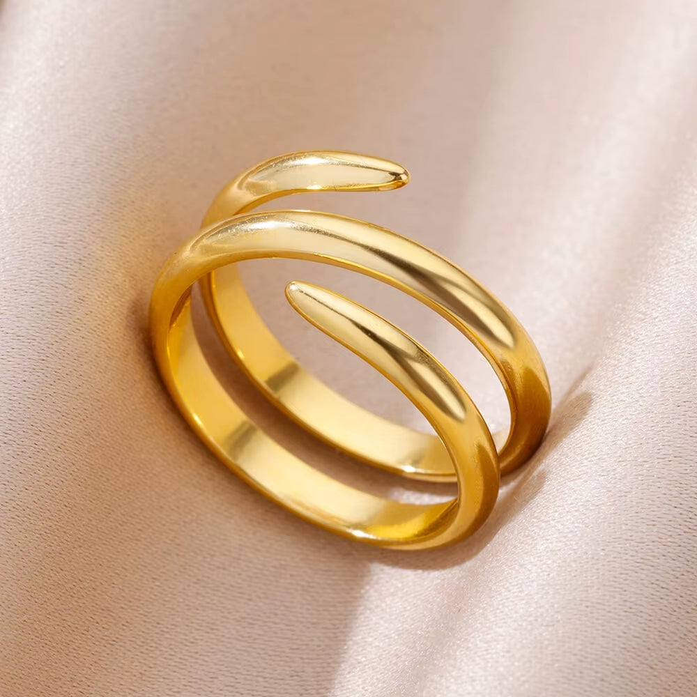 316L Stainless Steel Rings for Women Gold Color Never Fade Luxury Classic Rings Adjustable Rock Ring Aesthetic Jewelry Gift