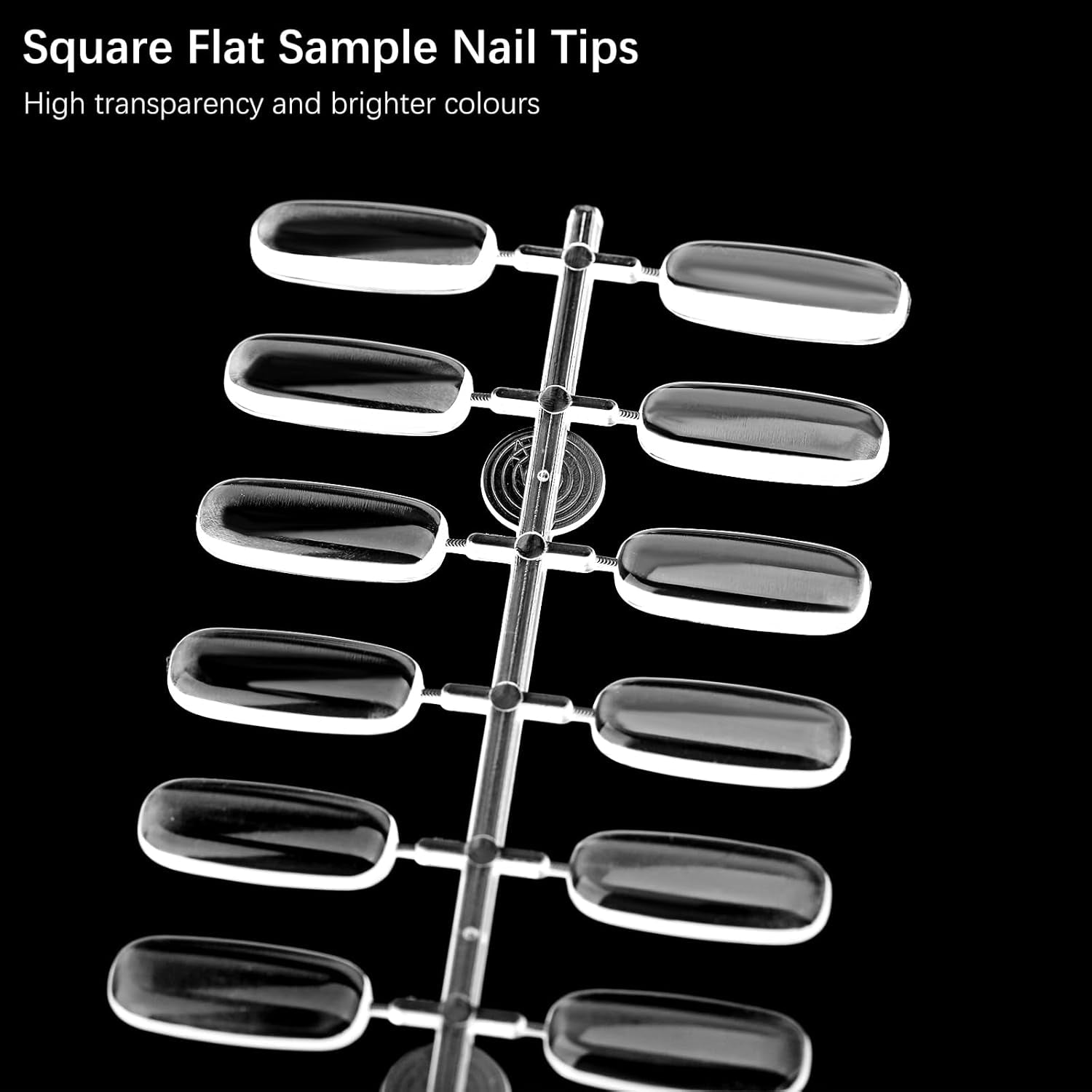 360PCS Flat Square Nail Tips for Nail Color Display Book, Nail Color Display Chart Nail Display Card for Colorful Nail Polish DIY Training Practicing Displaying (Transparent)