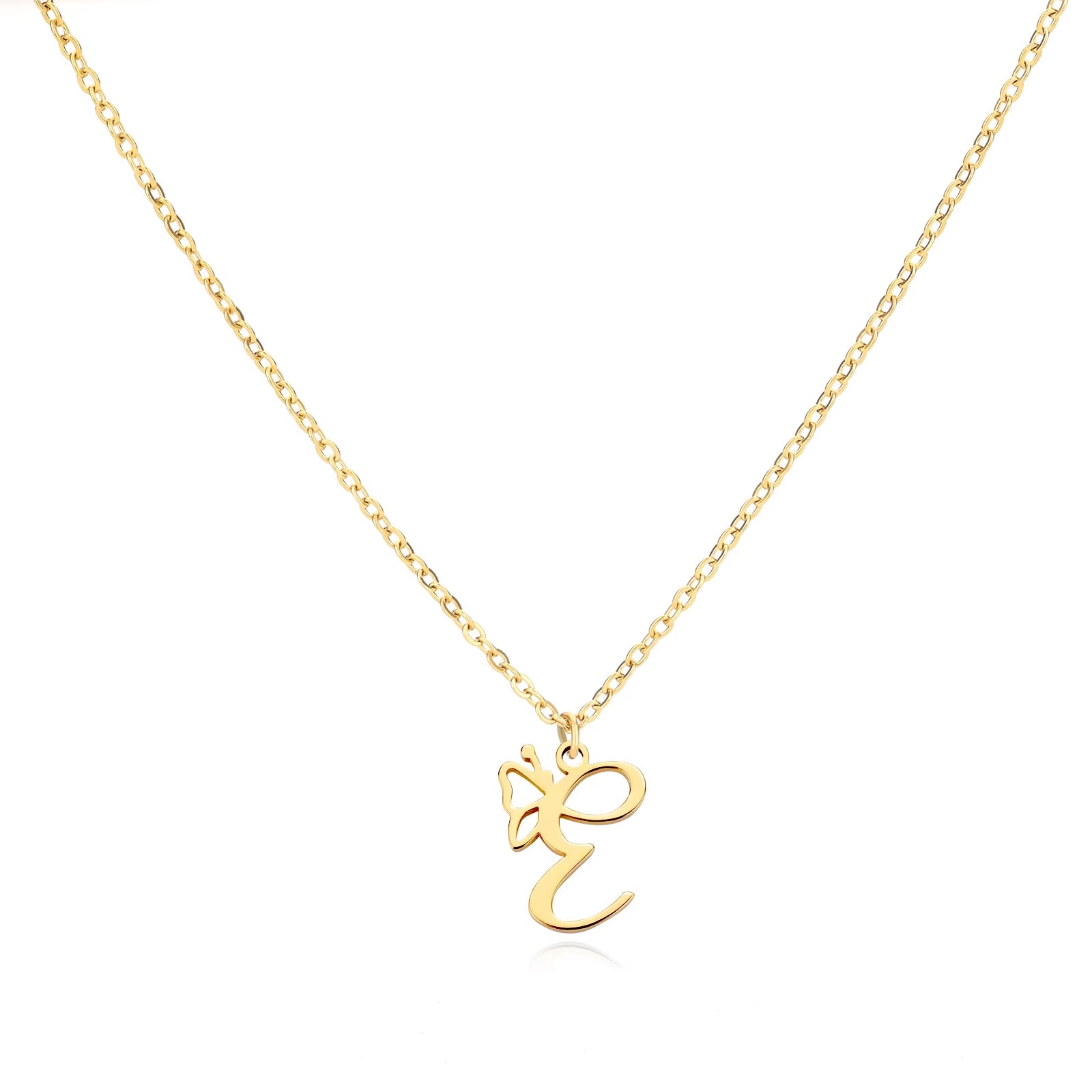 Tiny Initial Letter Necklace for Women Gold Color Stainless Steel Necklaces Name Alphabet Lucky Jewerly Vintage Accessories Gift