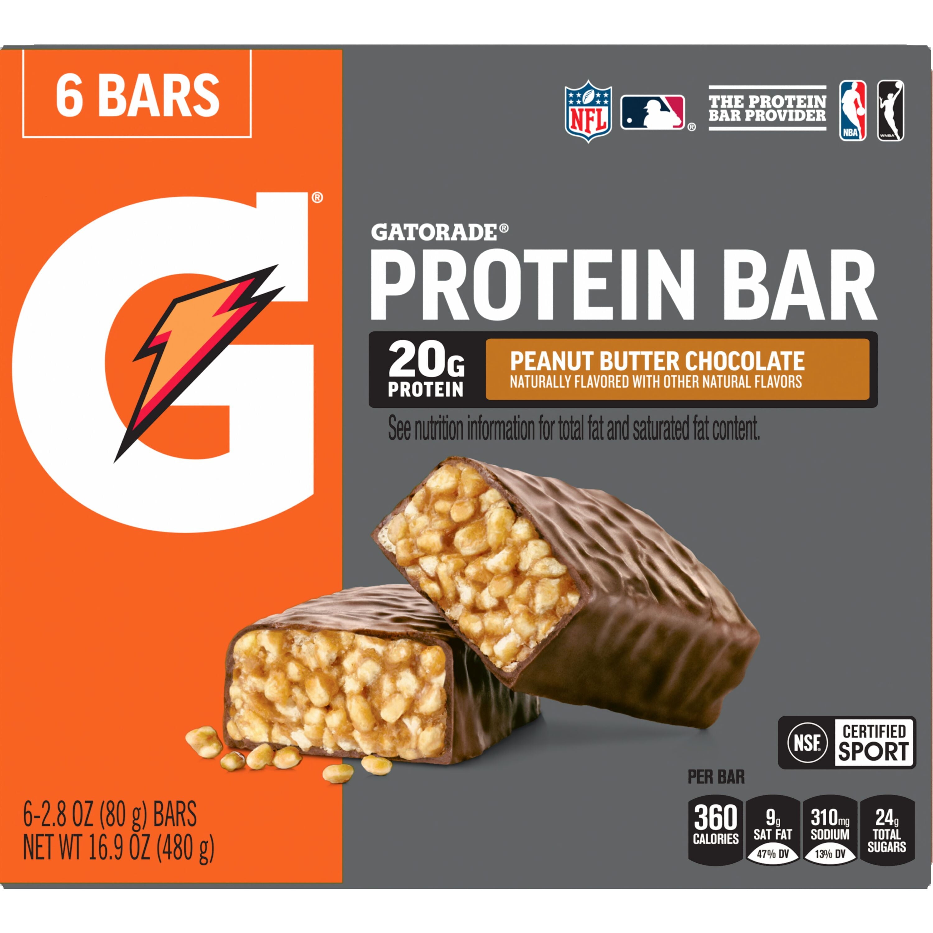 Protein Bars, Peanut Butter Chocolate, 20G Protein, 6 Bars