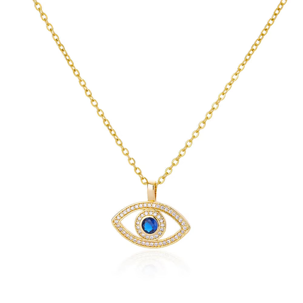Zircon Evil Eye Pendant Necklace for Women Stainless Steel Lucky Turkish Demon Eye Necklaces 2023 New Trend Aesthetic Jewerly