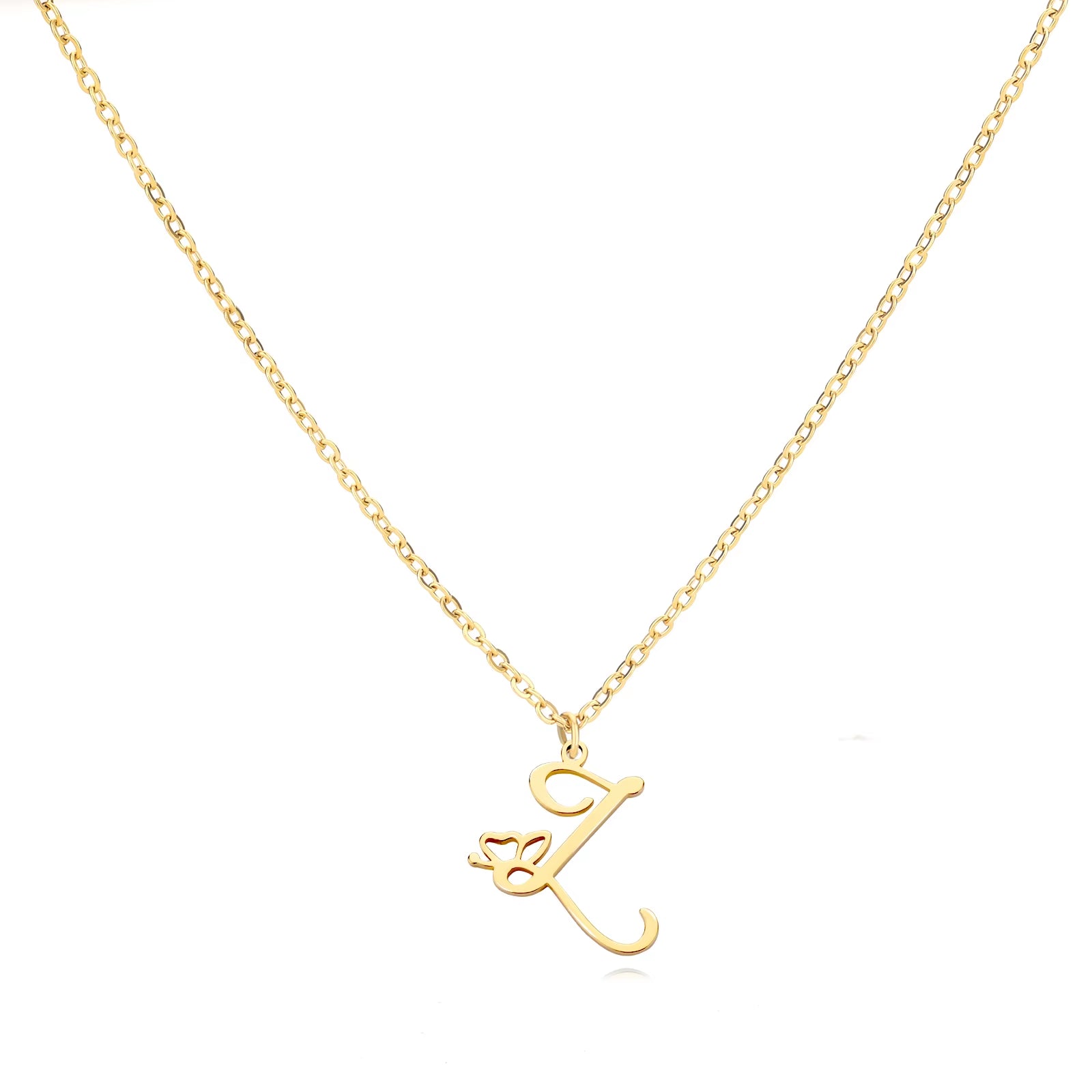 Tiny Initial Letter Necklace for Women Gold Color Stainless Steel Necklaces Name Alphabet Lucky Jewerly Vintage Accessories Gift