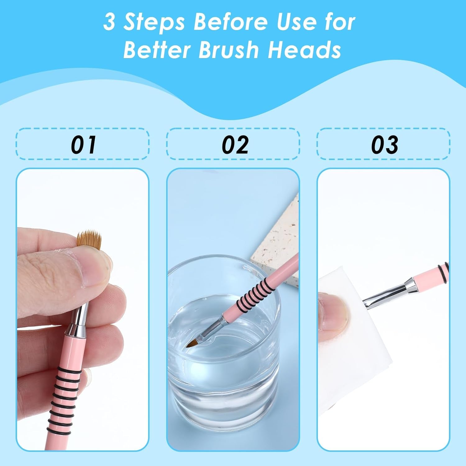 2 Packs Acrylic Nail Brush for Nails Art, Nail Art Brush Set Acrylic Kolinsky Nail Brush 3D Nail Art Flower Brush Acrylic Manicure Brush for Women Acrylic Application(Pink)