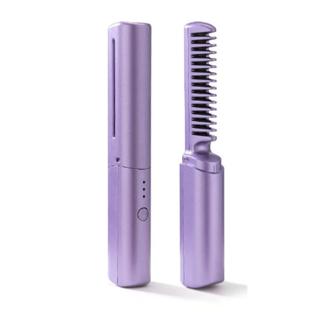 Rechargeable Mini Hair Straightener, Negative Ion Hot Comb Hair Straightener, Portable Cordless Hair Straightening Brush,A Quick Styling Brush