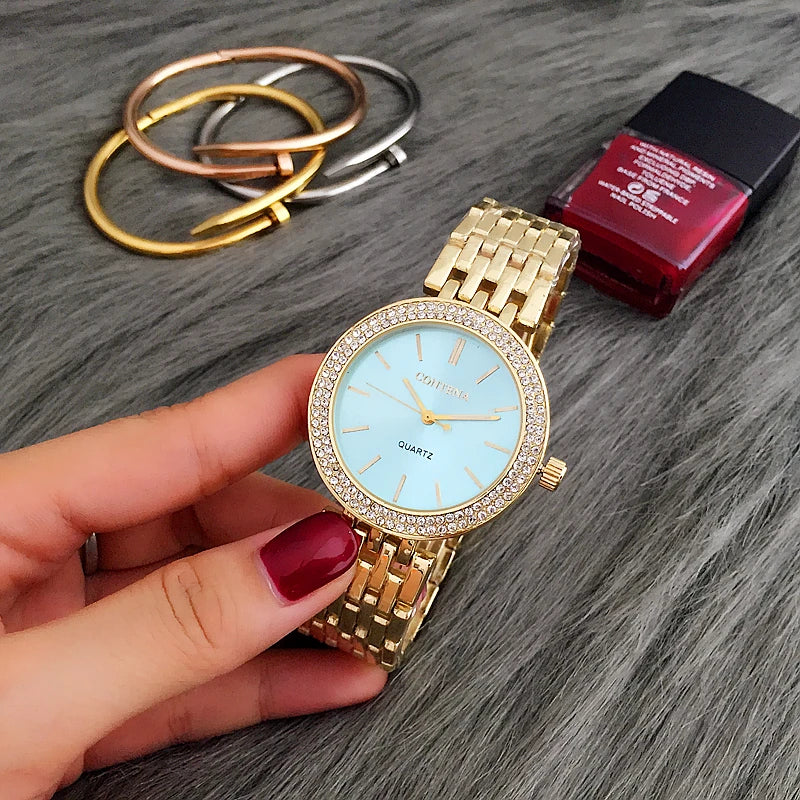 CONTENA Fashion Luxury Silver Watch Women Watches Rhinestone Women'S Watches Ladies Watch Stainless Steel Clock Reloj Mujer