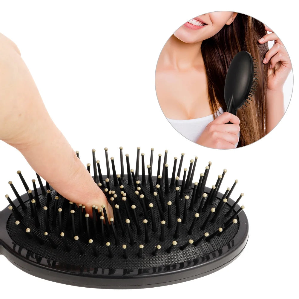 5 Pcs Paddle Hair Brush Comb Set,Detangling Hairbrush anti Static Massage Oval Comb Hair Styling Tools for Women Men Kid All Wet or Dry Hair(Black), Round