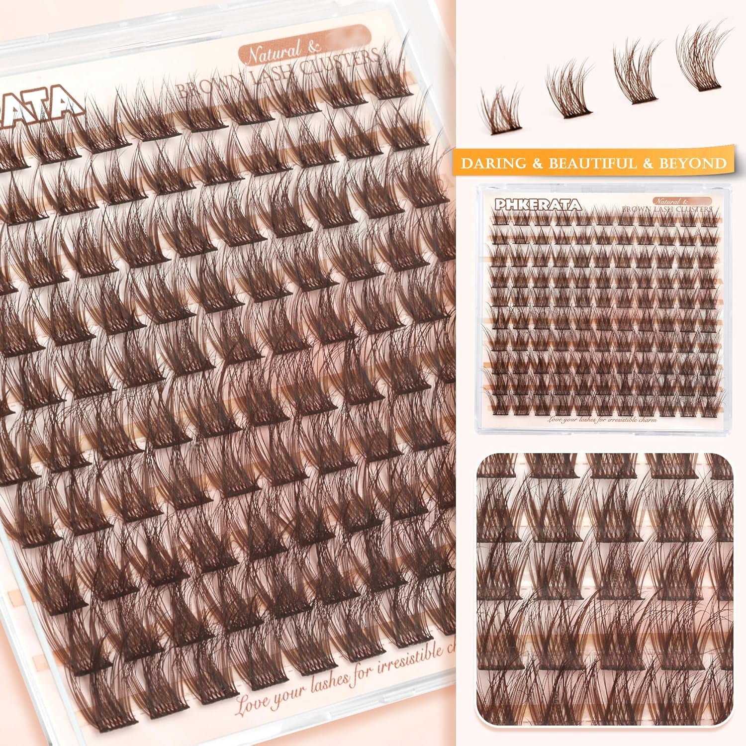 Brown Lash Clusters Wispy Brown Eyelash Clusters Wispy Lashes Clusters Natural C Curvature Cluster Eyelash Extensions 110 Pcs Individual Lashes DIY Cluster Lashes, 10-16 Mm