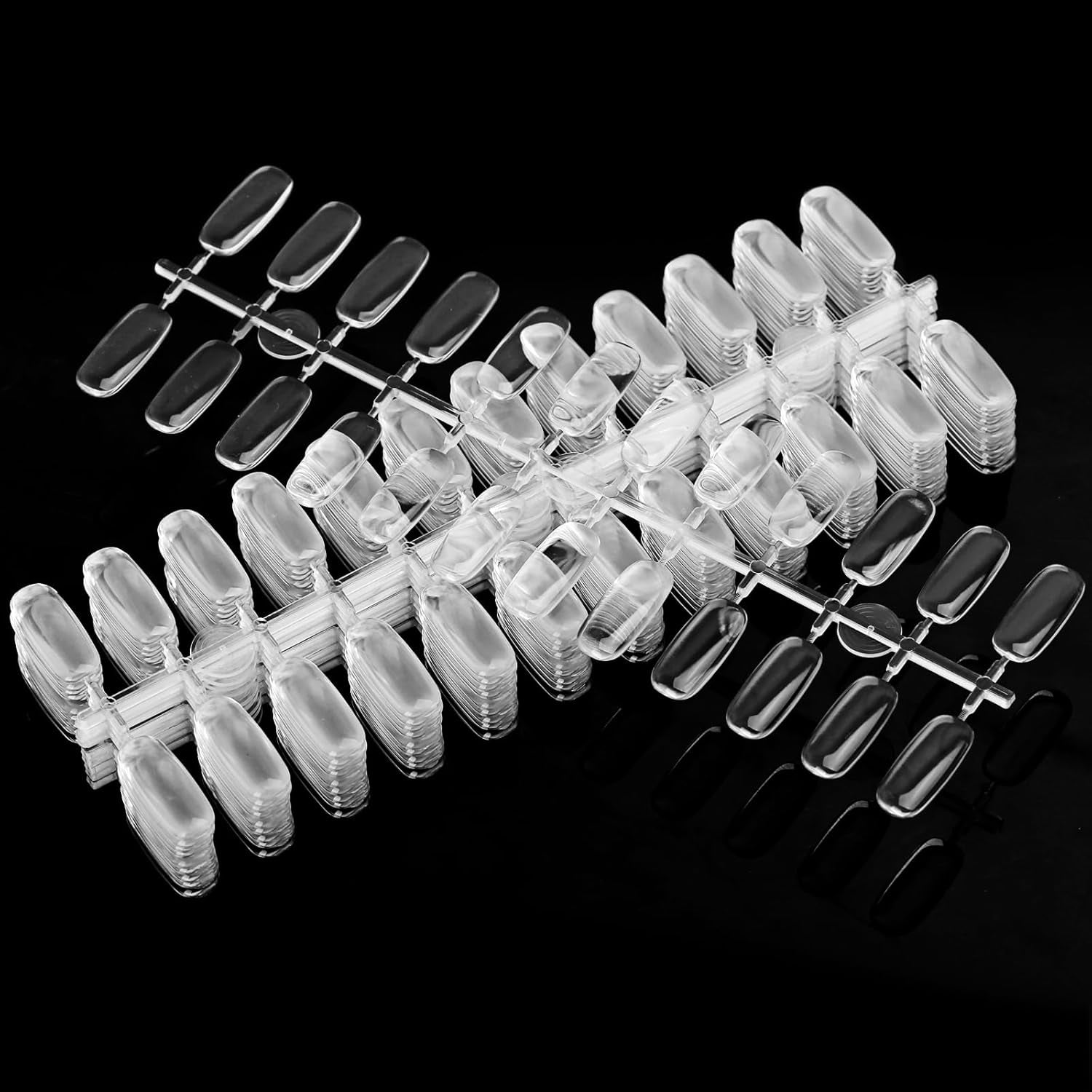 360PCS Flat Square Nail Tips for Nail Color Display Book, Nail Color Display Chart Nail Display Card for Colorful Nail Polish DIY Training Practicing Displaying (Transparent)