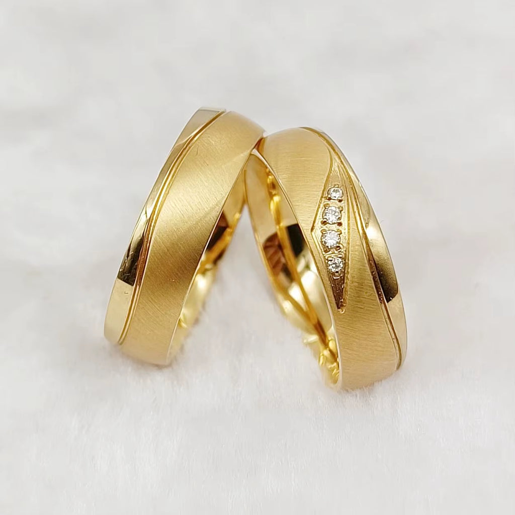 Fashion Western 24K Gold Plated Stainless Steel Jewelry Ring Marriage Couples Wedding Rings Men Women Alliance Dropshipping