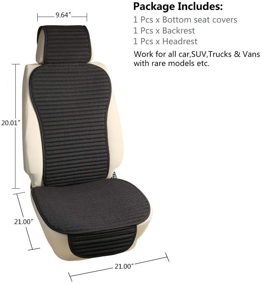 Car Seat Covers,Cloth Cars Seat Covers,Universal Fabric Car Seat Covers,Front Seats Only Air Bag Compatible,Cooling Car Seat Protector,Buckwheat Hull Breathable Comfortable Ventilated,Black