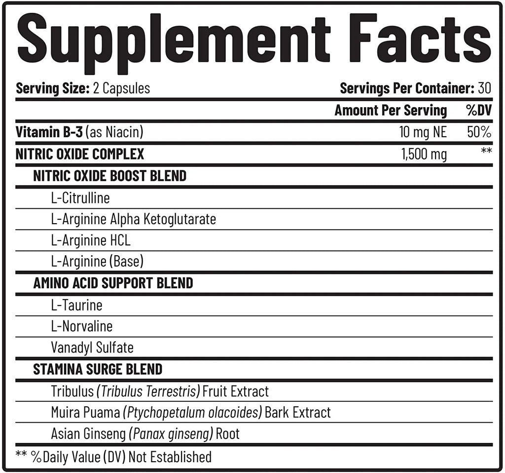 Nitric Oxide Booster - Growth & Building Powder, 90 Days Supply