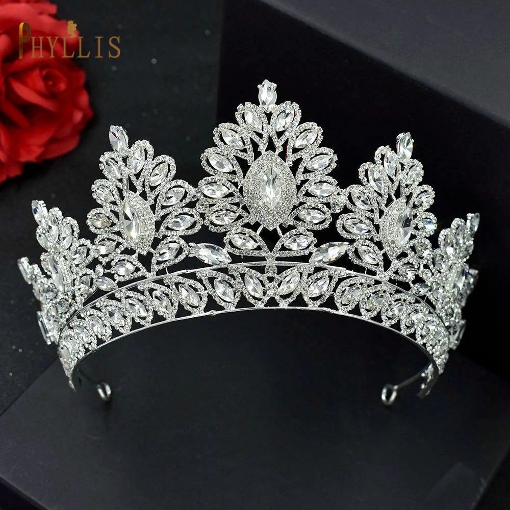 A213 Zircon Wedding round Crown Luxury Diadem Headband Rhinestone Headpiece Bridal Headwear King Tiaras Princess Hair Jewerly
