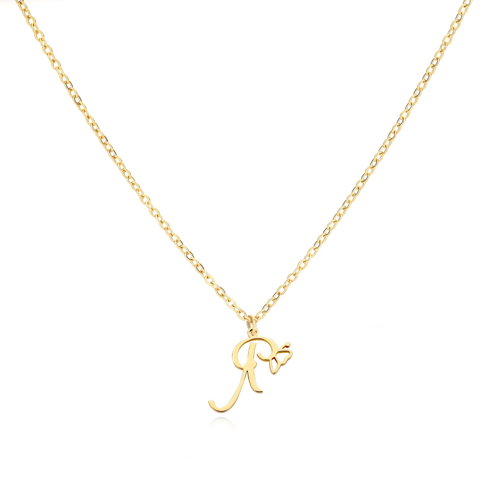 Tiny Initial Letter Necklace for Women Gold Color Stainless Steel Necklaces Name Alphabet Lucky Jewerly Vintage Accessories Gift