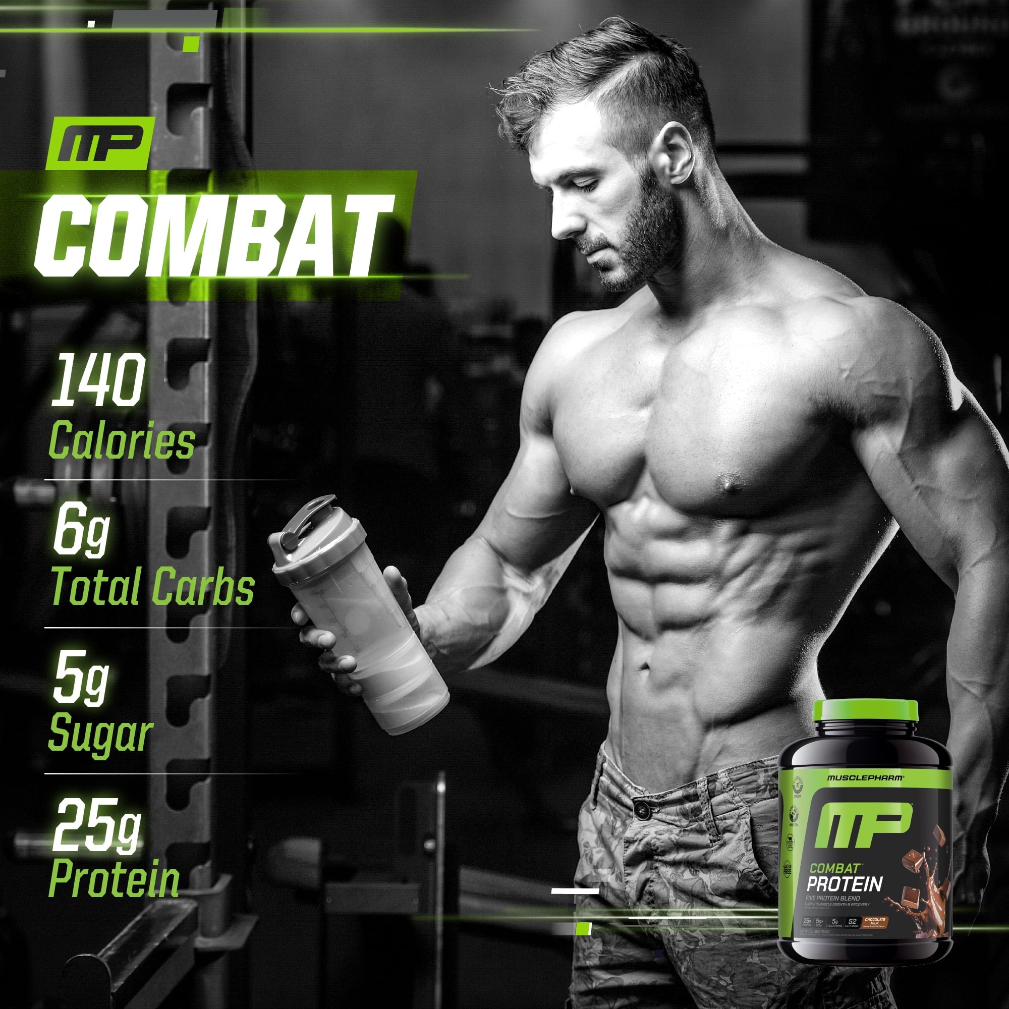 Combat Protein Powder, Chocolate Milk, 25G Protein, 4Lb, 64Oz