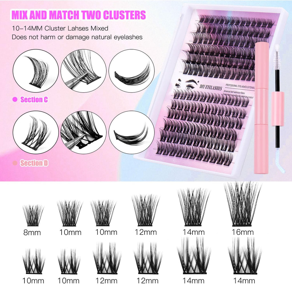 False Eyelash Set - Natural Volume (Black Tool, 30D+40D 150 Sets) (Pink)
