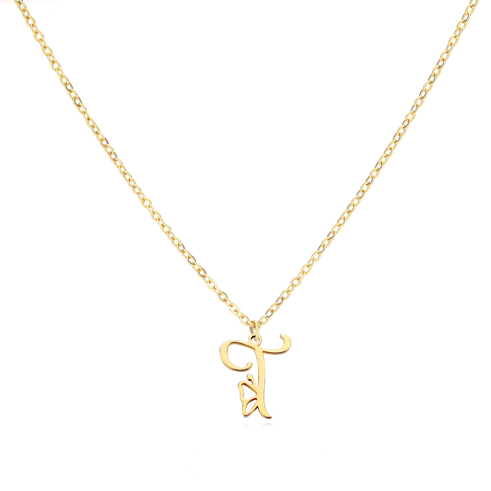 Tiny Initial Letter Necklace for Women Gold Color Stainless Steel Necklaces Name Alphabet Lucky Jewerly Vintage Accessories Gift