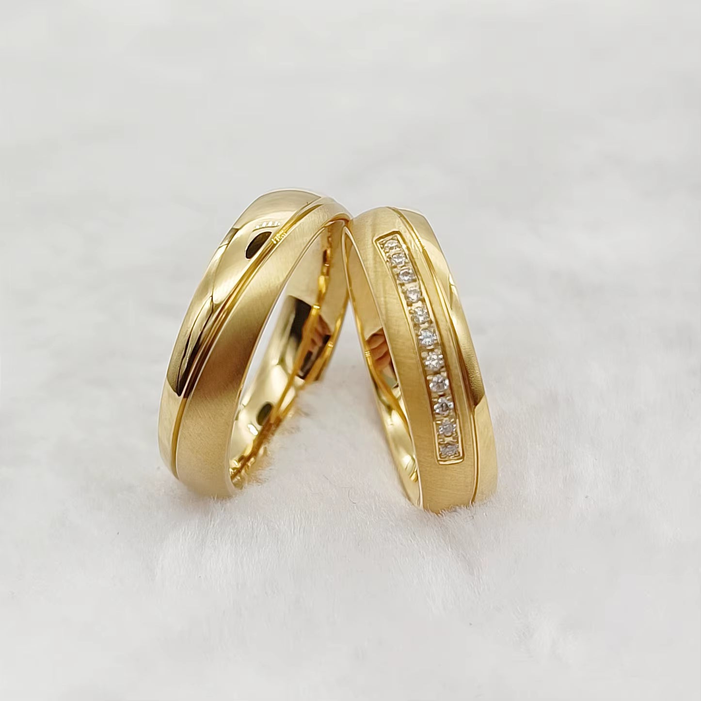 Fashion Western 24K Gold Plated Stainless Steel Jewelry Ring Marriage Couples Wedding Rings Men Women Alliance Dropshipping