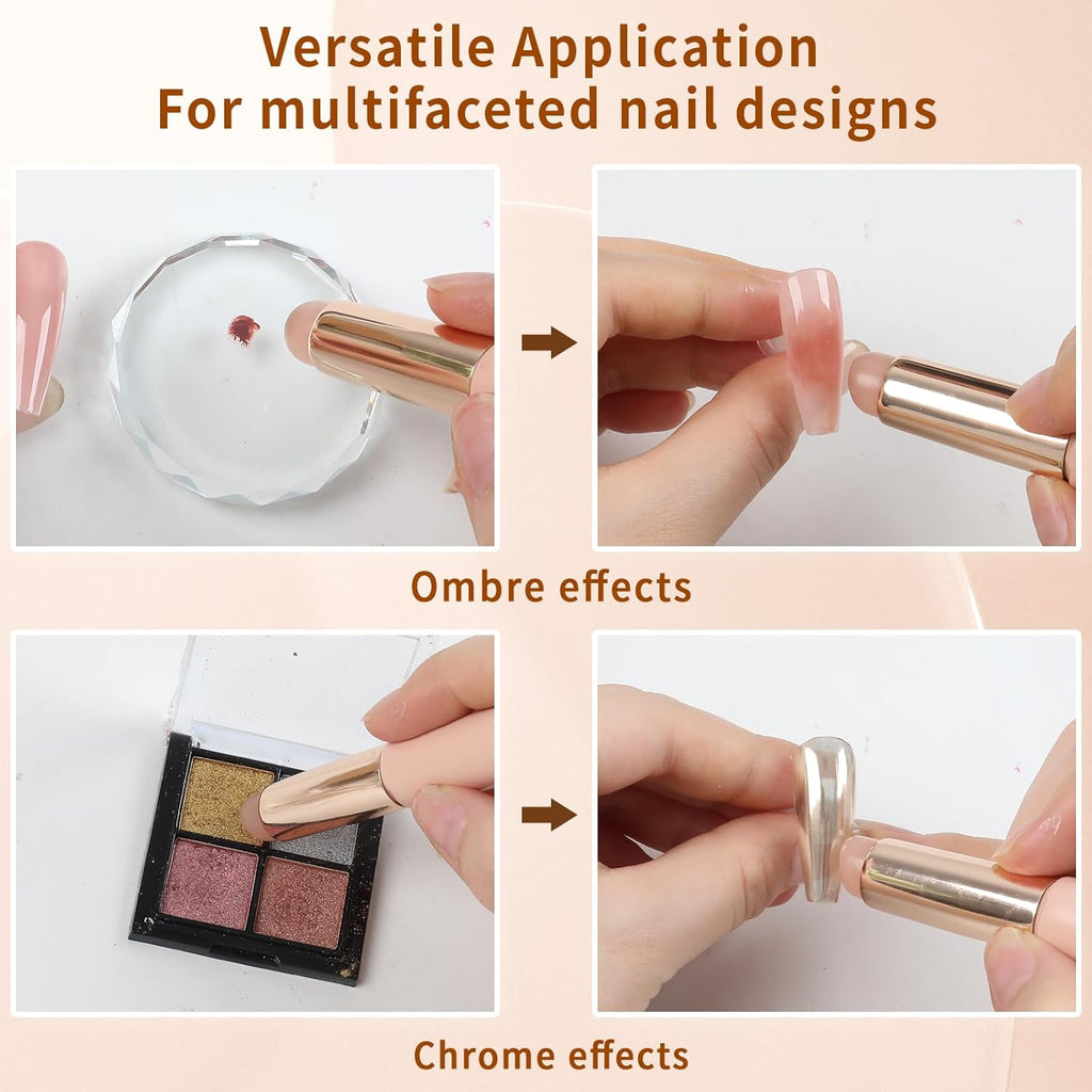 3Pcs Silicone Nail Tools, Pink Nail Art Brushes for Ombre Nail, Chrome Nail, French Nail, Soft Silicone Nail Stamping Manicure Tool