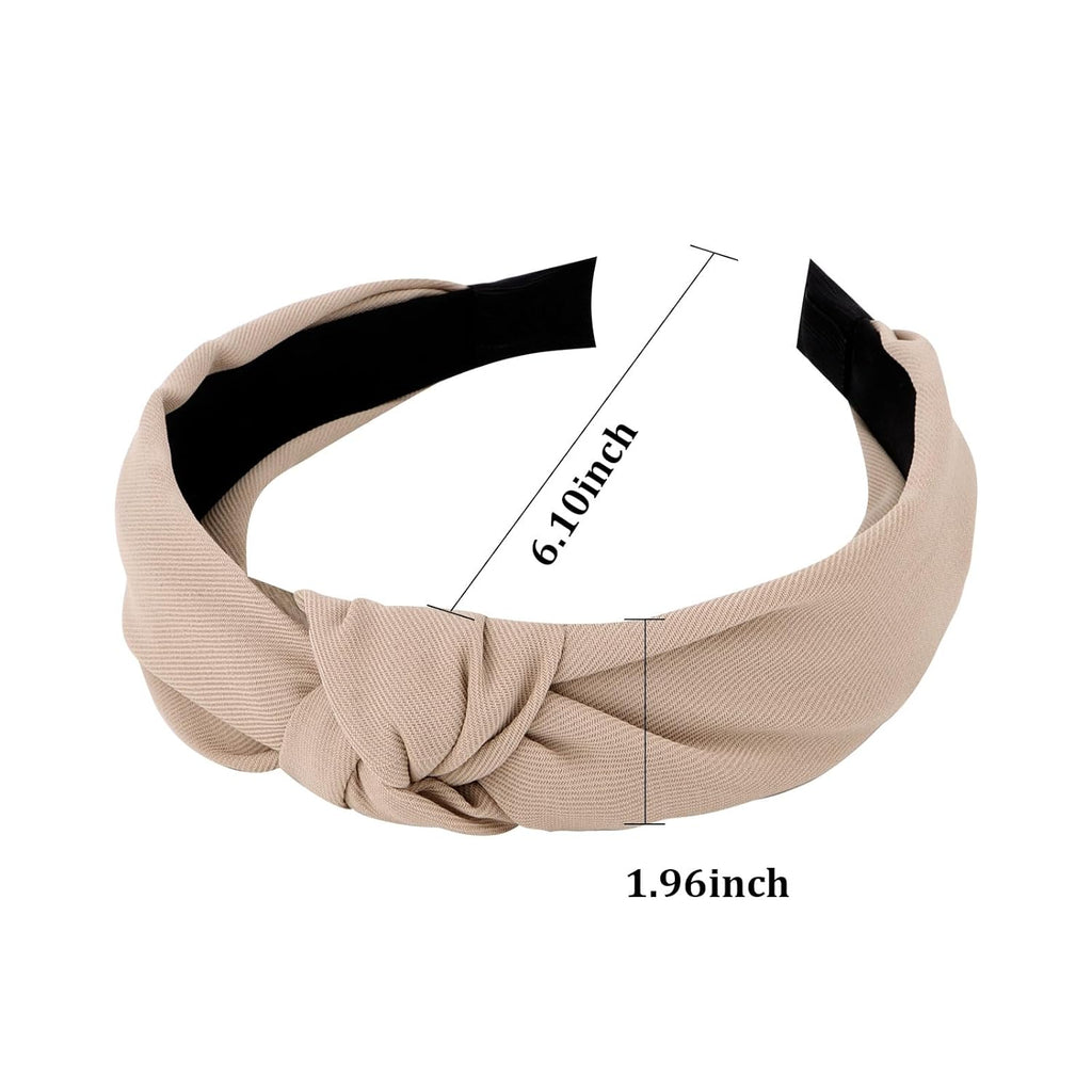 6PCS Knotted Headbands for Women Girls Non Slip Pearl Headband Top Knot Headband for Women Black White Brown Head Band Hair Accessories for Women
