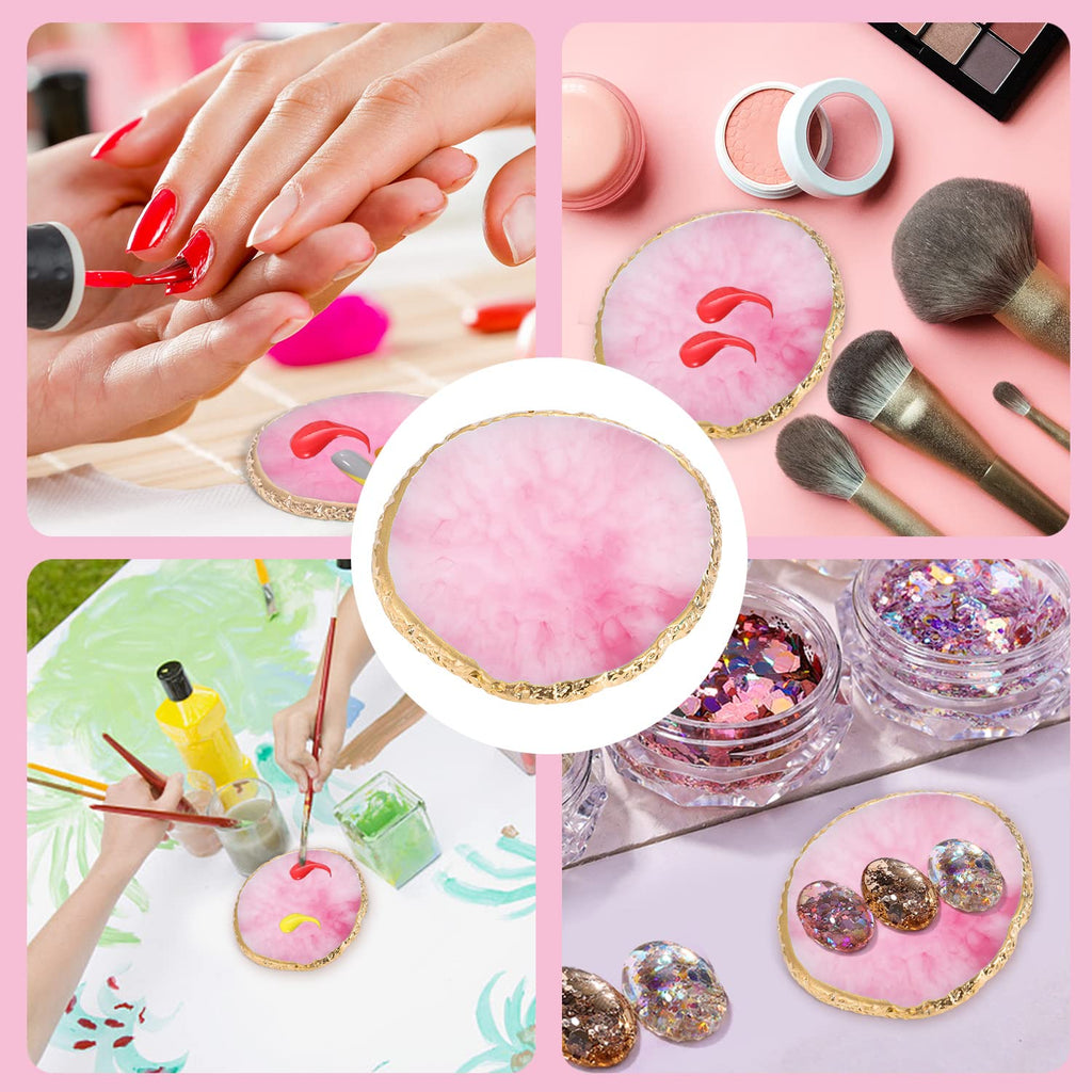 6 Pcs in 1 Set Resin Nail Art Palette with 5 Nail Brushes, Nail Design Tools Nail Polish Mixing Palette Double-Ended Dotting Pen for Nail Art