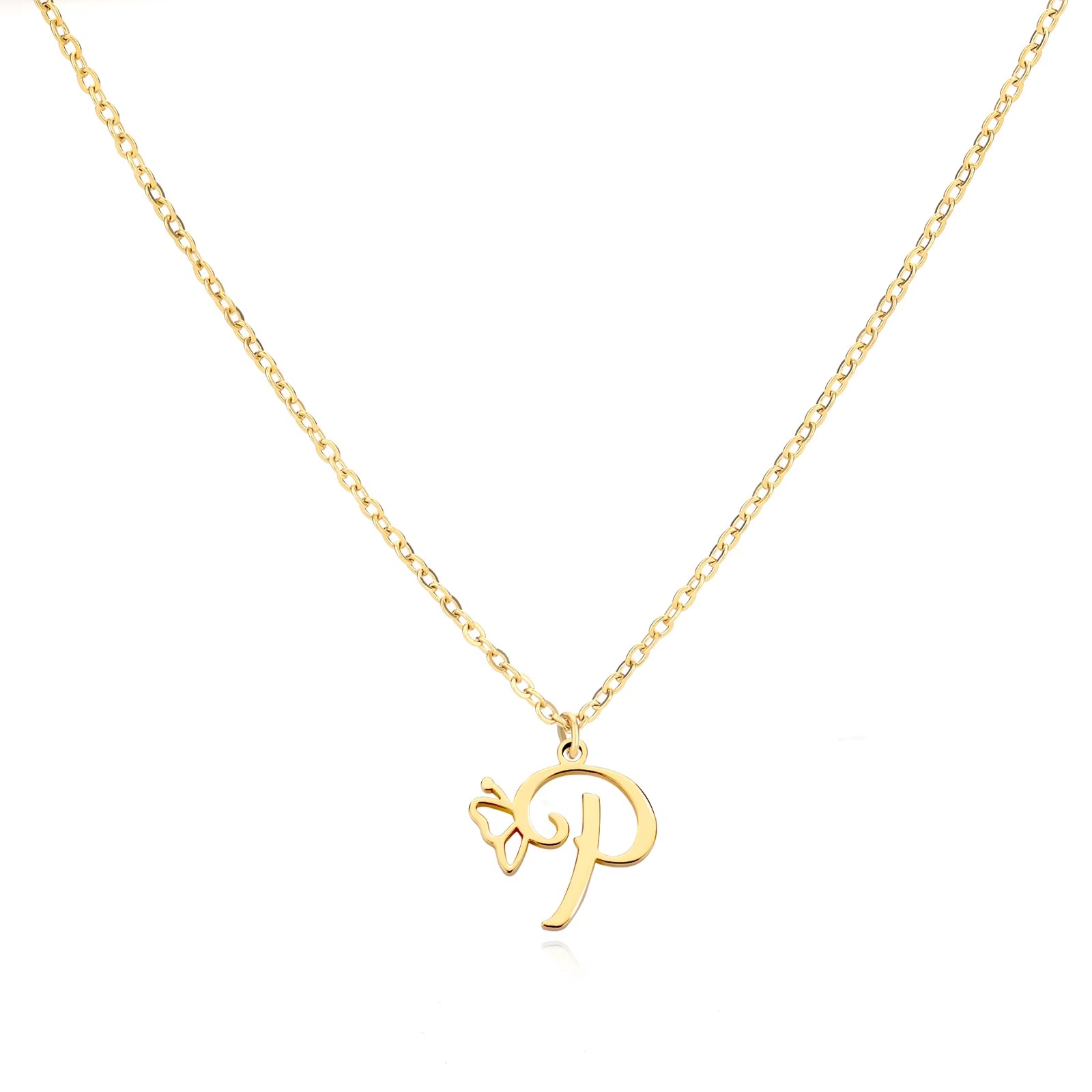 Tiny Initial Letter Necklace for Women Gold Color Stainless Steel Necklaces Name Alphabet Lucky Jewerly Vintage Accessories Gift