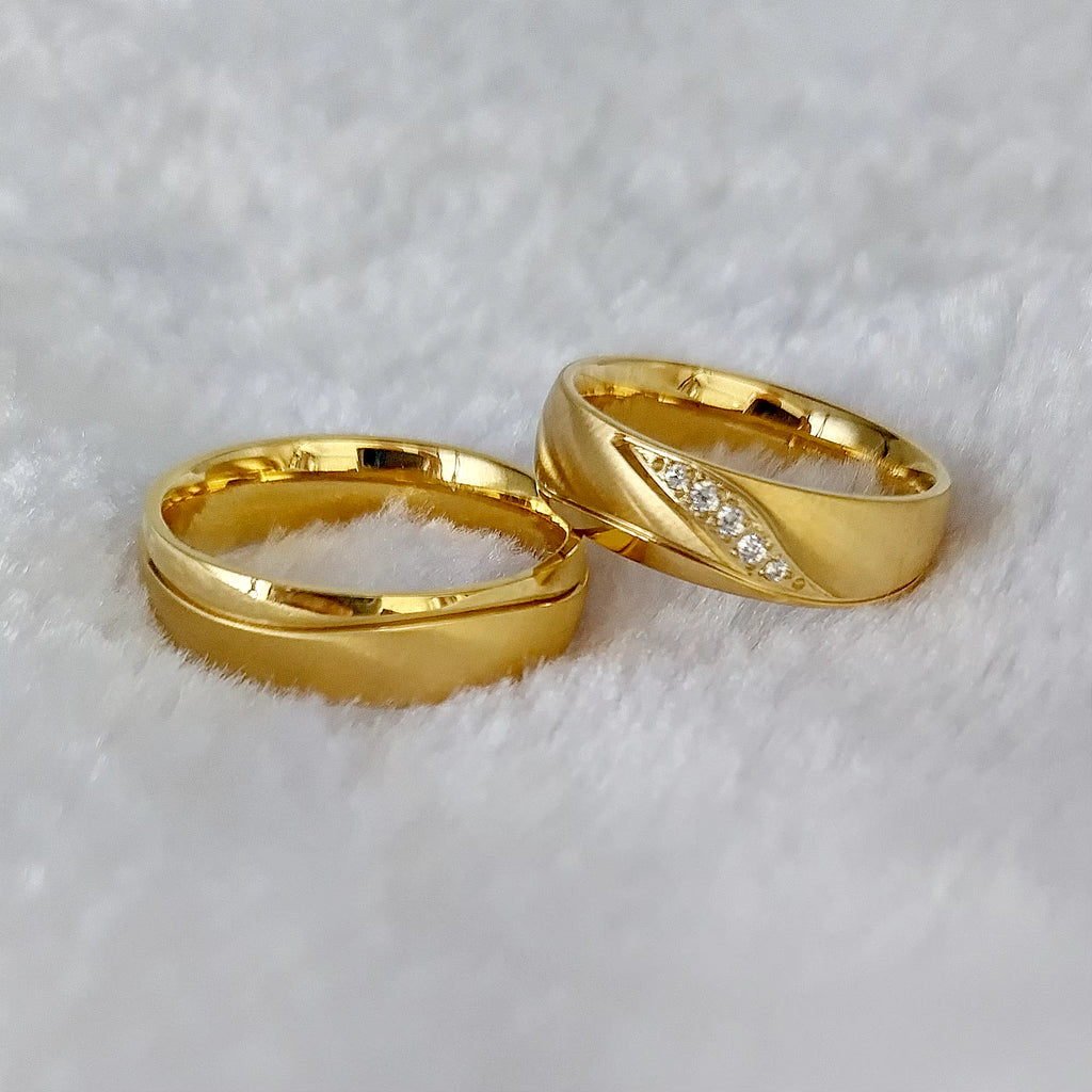Fashion Western 24K Gold Plated Stainless Steel Jewelry Ring Marriage Couples Wedding Rings Men Women Alliance Dropshipping